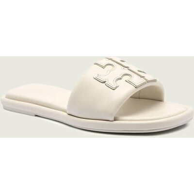 TORY BURCH Skórzane klapki DOUBLE T SPORT SLIDE kremowy 36 TORY BURCH Skórzane klapki DOUBLE T SPORT SLIDE kremowy 36