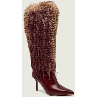 Kurt Geiger Skórzane kozaki na szpilce KENSINGTON bordowy 37 Kurt Geiger Skórzane kozaki na szpilce KENSINGTON bordowy 37
