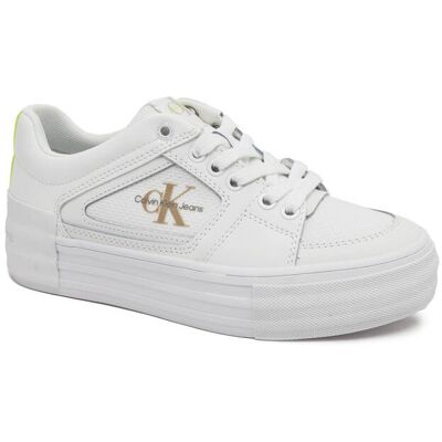 Calvin Klein Jeans Sneakersy VULC FLATFORM BOLD FLUO CONTR z dodatkiem skóry biały 40 Calvin Klein Jeans Sneakersy VULC FLATFORM BOLD FLUO CONTR z dodatkiem skóry biały 40