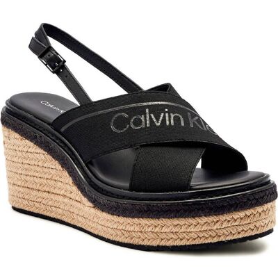 Calvin Klein Koturny z dodatkiem skóry czarny 37 Calvin Klein Koturny z dodatkiem skóry czarny 37