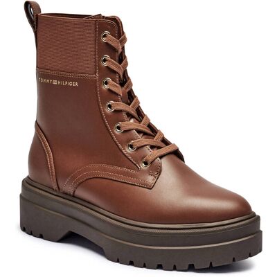 Tommy Hilfiger Skórzane trapery Leather Elastic Rib Laceup brązowy 40 Tommy Hilfiger Skórzane trapery Leather Elastic Rib Laceup brązowy 40