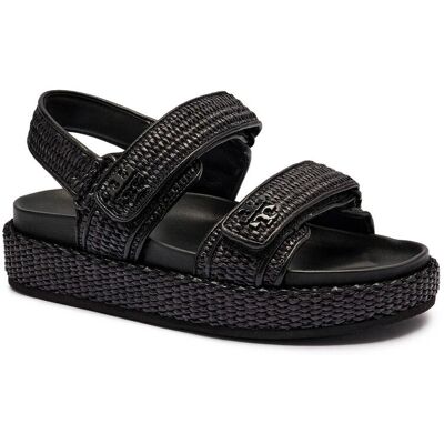 TORY BURCH Sandały KIRA z dodatkiem skóry czarny 36 TORY BURCH Sandały KIRA z dodatkiem skóry czarny 36