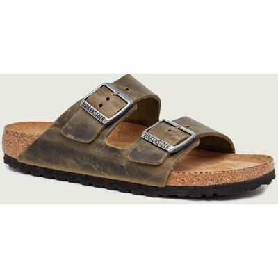 Birkenstock Skórzane klapki Arizona narrow fit brązowy 38 Birkenstock Skórzane klapki Arizona narrow fit brązowy 38