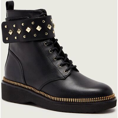 Michael Kors Skórzane botki HASKELL CUFF czarny 38 Michael Kors Skórzane botki HASKELL CUFF czarny 38