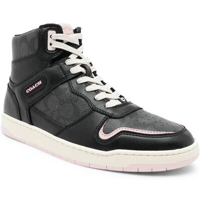Coach Skórzane sneakersy HI TOP COATED CANVAS czarny 36 Coach Skórzane sneakersy HI TOP COATED CANVAS czarny 36
