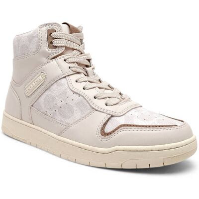 Coach Skórzane sneakersy HI TOP COATED CANVAS beżowy 36 Coach Skórzane sneakersy HI TOP COATED CANVAS beżowy 36