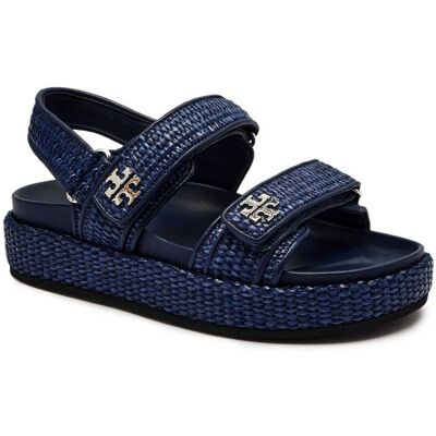 TORY BURCH Sandały KIRA z dodatkiem skóry granatowy 40 TORY BURCH Sandały KIRA z dodatkiem skóry granatowy 40