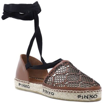 Pinko Skórzane espadryle ANGELICA brązowy 35 Pinko Skórzane espadryle ANGELICA brązowy 35