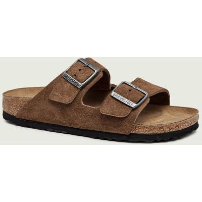 Birkenstock Klapki Arizona zamsz narrow fit brązowy 40 Birkenstock Klapki Arizona zamsz narrow fit brązowy 40