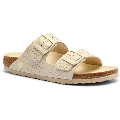 Birkenstock Skórzane klapki Arizona LENA narrow fit ecru 40 Birkenstock Skórzane klapki Arizona LENA narrow fit ecru 40