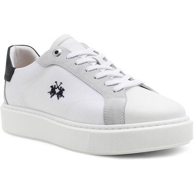 La Martina Sneakersy z dodatkiem skóry biały 40 La Martina Sneakersy z dodatkiem skóry biały 40