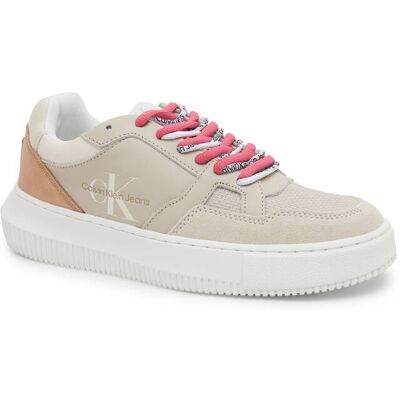Calvin Klein Jeans Skórzane sneakersy CHUNKY CUPSOLE FLUO CONTRAST kremowy 37 Calvin Klein Jeans Skórzane sneakersy CHUNKY CUPSOLE FLUO CONTRAST kremowy 37