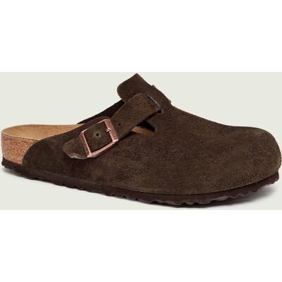 Birkenstock Mule Boston zamsz regular fit brązowy 40 Birkenstock Mule Boston zamsz regular fit brązowy 40