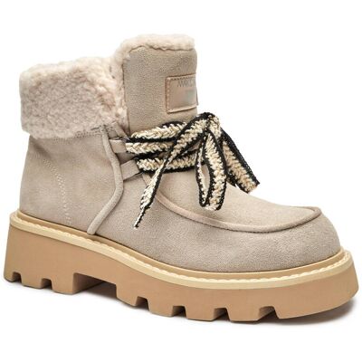Marc Cain Trapery shearling zamsz beżowy 37 Marc Cain Trapery shearling zamsz beżowy 37