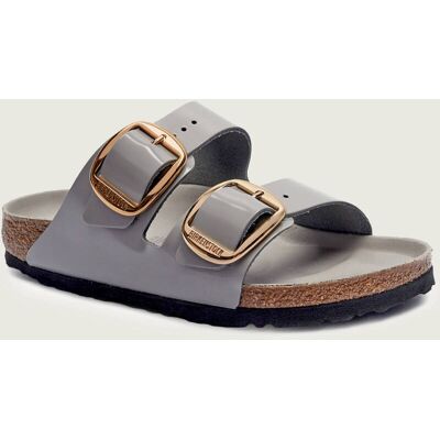 Birkenstock Skórzane klapki Arizona narrow fit szary 40 Birkenstock Skórzane klapki Arizona narrow fit szary 40