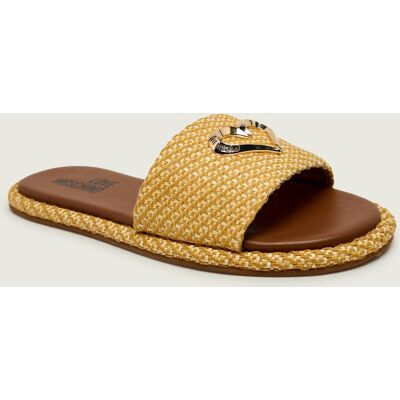 Love Moschino Klapki z dodatkiem skóry beżowy 39 Love Moschino Klapki z dodatkiem skóry beżowy 39