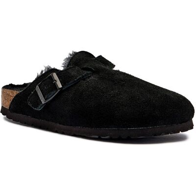 Birkenstock Mule Boston LEVE shearling narrow fit zamsz czarny 36 Birkenstock Mule Boston LEVE shearling narrow fit zamsz czarny 36