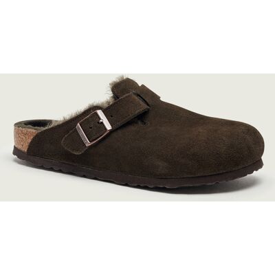 Birkenstock Mule Boston VL zamsz shearling regular fit brązowy 43 Birkenstock Mule Boston VL zamsz shearling regular fit brązowy 43