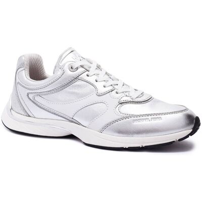 Michael Kors Skórzane sneakersy RILEY srebrny 38,5 Michael Kors Skórzane sneakersy RILEY srebrny 38,5