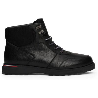 Tommy Hilfiger Skórzane buty wysokie CORPORATE WARM OUTDOOR LTH BOOT czarny 41 Tommy Hilfiger Skórzane buty wysokie CORPORATE WARM OUTDOOR LTH BOOT czarny 41