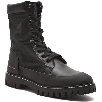 Tommy Hilfiger Botki z dodatkiem skóry czarny 40 Tommy Hilfiger Botki z dodatkiem skóry czarny 40