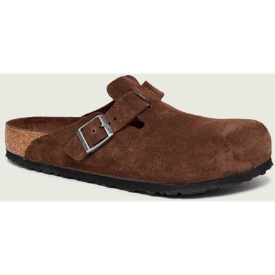 Birkenstock Mule Boston Soft zamsz regular fit brązowy 40 Birkenstock Mule Boston Soft zamsz regular fit brązowy 40