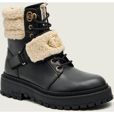 Liu Jo Skórzane botki RUMI 40 shearling czarny 38 Liu Jo Skórzane botki RUMI 40 shearling czarny 38