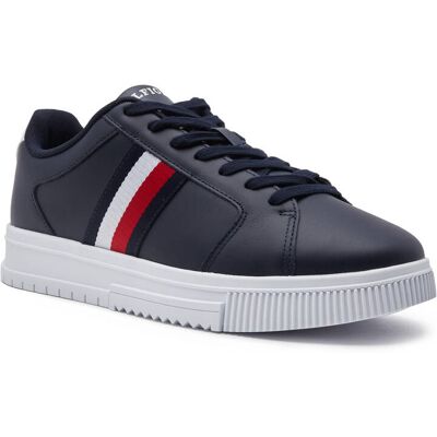 Tommy Hilfiger Skórzane sneakersy STRIPES ESS czarny 42 Tommy Hilfiger Skórzane sneakersy STRIPES ESS czarny 42