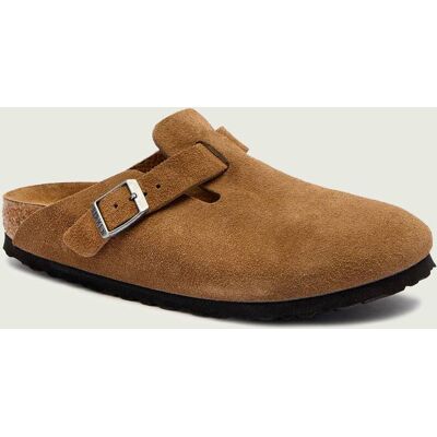 Birkenstock Mule Boston zamsz narrow fit soft footbed brązowy 41 Birkenstock Mule Boston zamsz narrow fit soft footbed brązowy 41