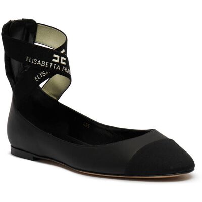 Elisabetta Franchi Skórzane baleriny czarny 37 Elisabetta Franchi Skórzane baleriny czarny 37
