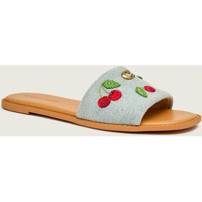 Coach Jeansowe klapki HOLLY z dodatkiem skóry błękitny 36 Coach Jeansowe klapki HOLLY z dodatkiem skóry błękitny 36