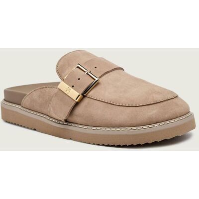 Tommy Hilfiger Ocieplane mule zamsz beżowy 39 Tommy Hilfiger Ocieplane mule zamsz beżowy 39