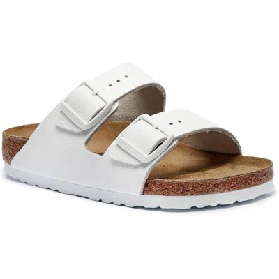 Birkenstock Skórzane klapki Arizona narrow fit biały 41 Birkenstock Skórzane klapki Arizona narrow fit biały 41