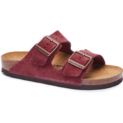 Birkenstock Skórzane klapki Arizona BS narrow fit bordowy 39 Birkenstock Skórzane klapki Arizona BS narrow fit bordowy 39