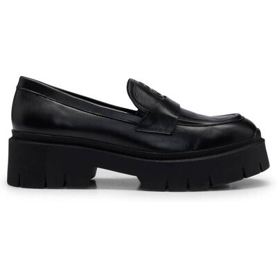 HUGO Skórzane loafersy Kris czarny 41 HUGO Skórzane loafersy Kris czarny 41