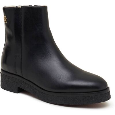 Tommy Hilfiger Skórzane botki CREPE LOOK czarny 39 Tommy Hilfiger Skórzane botki CREPE LOOK czarny 39