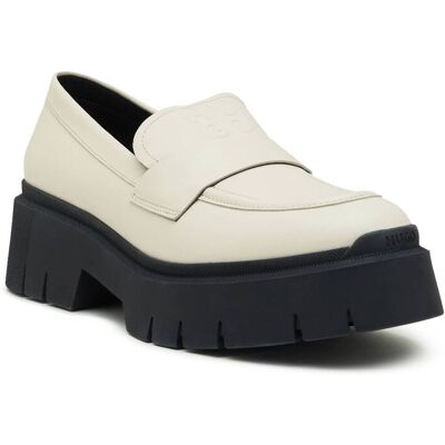 HUGO Skórzane loafersy Kris beżowy 41 HUGO Skórzane loafersy Kris beżowy 41