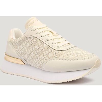 Tommy Hilfiger Skórzane sneakersy CHIC MONOGRAM RUNNER ecru 37 Tommy Hilfiger Skórzane sneakersy CHIC MONOGRAM RUNNER ecru 37