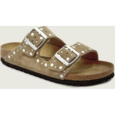 Birkenstock Skórzane klapki Arizona Rivet narrow fit szary 38 Birkenstock Skórzane klapki Arizona Rivet narrow fit szary 38