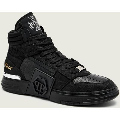 Philipp Plein Skórzane sneakersy Nubuck Mid Top Phantom czarny 40 Philipp Plein Skórzane sneakersy Nubuck Mid Top Phantom czarny 40