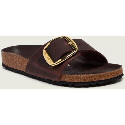 Birkenstock Skórzane klapki Madrid Big Buckle narrow fit brązowy 36 Birkenstock Skórzane klapki Madrid Big Buckle narrow fit brązowy 36