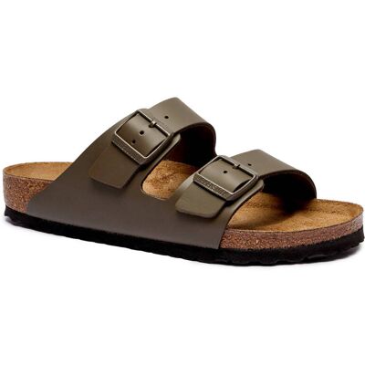 Birkenstock Skórzane klapki Arizona NL EVA regular fit szary 41 Birkenstock Skórzane klapki Arizona NL EVA regular fit szary 41