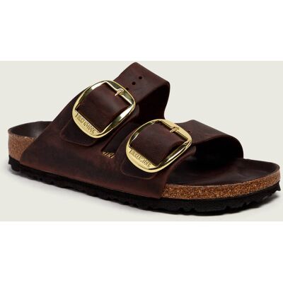Birkenstock Skórzane klapki Arizona Big Buckle narrow fit brązowy 38 Birkenstock Skórzane klapki Arizona Big Buckle narrow fit brązowy 38