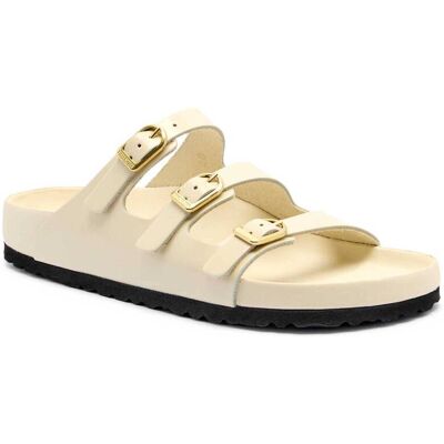 Birkenstock Skórzane klapki Florida D-Buckle narrow fit ecru 36 Birkenstock Skórzane klapki Florida D-Buckle narrow fit ecru 36