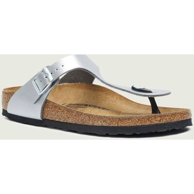 Birkenstock Japonki Gizeh z dodatkiem skóry narrow fit srebrny 39 Birkenstock Japonki Gizeh z dodatkiem skóry narrow fit srebrny 39