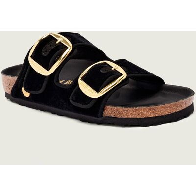 Birkenstock Klapki Arizona BB z dodatkiem skóry narrow fit czarny 36 Birkenstock Klapki Arizona BB z dodatkiem skóry narrow fit czarny 36
