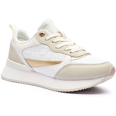 Tommy Hilfiger Skórzane sneakersy beżowy 36 Tommy Hilfiger Skórzane sneakersy beżowy 36