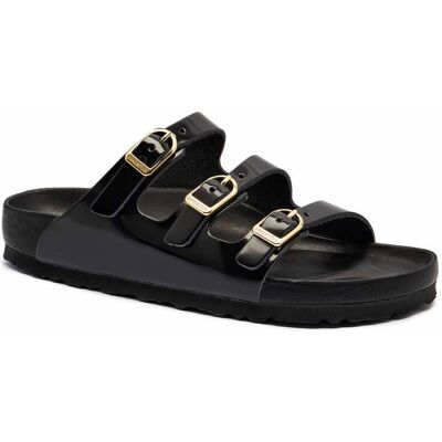 Birkenstock Skórzane klapki Florida narrow fit czarny 39 Birkenstock Skórzane klapki Florida narrow fit czarny 39