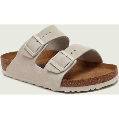 Birkenstock Klapki Arizona regular fit soft footbed zamsz ecru 42 Birkenstock Klapki Arizona regular fit soft footbed zamsz ecru 42
