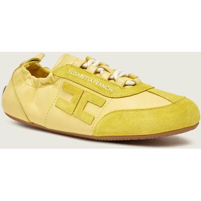 Elisabetta Franchi Skórzane sneakersy zamsz żółty 37 Elisabetta Franchi Skórzane sneakersy zamsz żółty 37